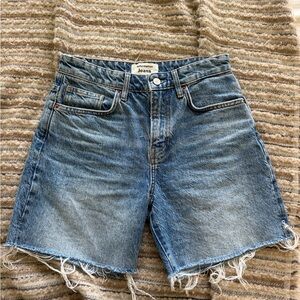 Raye Mid Rise 6 inch Jean shorts Reformation Blue Distressed Denim Cutoff Shorts